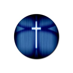 Blue Cross Christian Rubber Coaster (Round) 