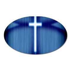 Blue Cross Christian Oval Magnet