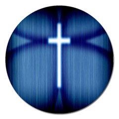 Blue Cross Christian Magnet 5  (round) by Mariart