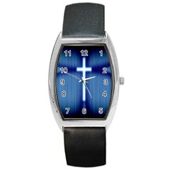 Blue Cross Christian Barrel Style Metal Watch