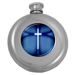 Blue Cross Christian Round Hip Flask (5 Oz) by Mariart