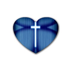 Blue Cross Christian Rubber Coaster (Heart) 