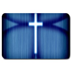 Blue Cross Christian Large Doormat  by Mariart