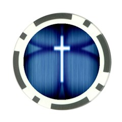 Blue Cross Christian Poker Chip Card Guard (10 Pack) by Mariart