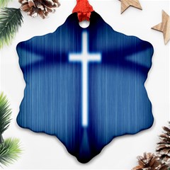 Blue Cross Christian Snowflake Ornament (two Sides) by Mariart