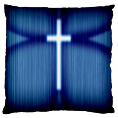 Blue Cross Christian Large Cushion Case (one Side) by Mariart