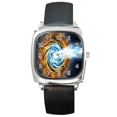 A Blazar Jet In The Middle Galaxy Appear Especially Bright Square Metal Watch by Mariart