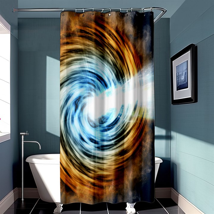 A Blazar Jet In The Middle Galaxy Appear Especially Bright Shower Curtain 36  x 72  (Stall) 