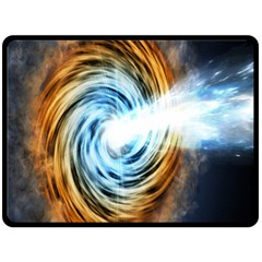 A Blazar Jet In The Middle Galaxy Appear Especially Bright Double Sided Fleece Blanket (large)  by Mariart