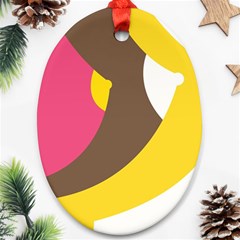 Breast Pink Brown Yellow White Rainbow Ornament (oval)