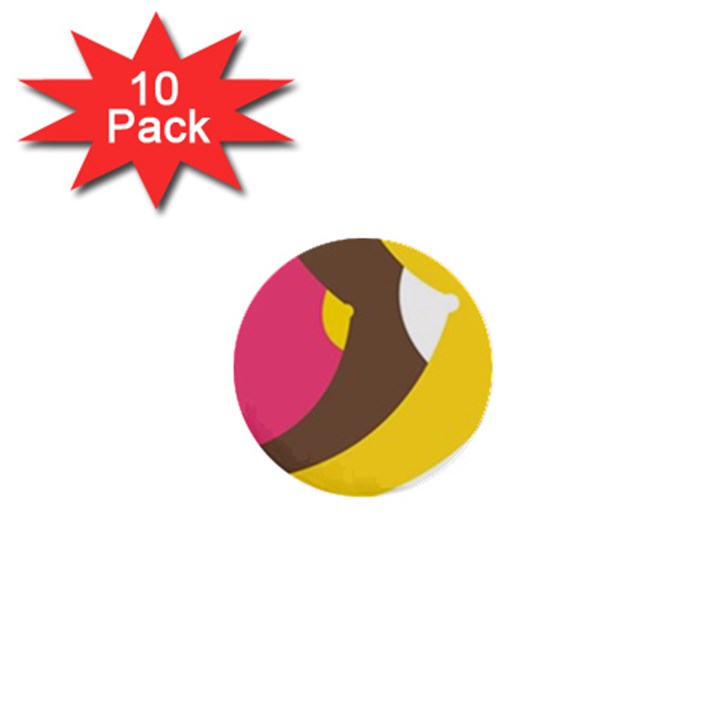 Breast Pink Brown Yellow White Rainbow 1  Mini Buttons (10 pack) 