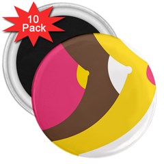 Breast Pink Brown Yellow White Rainbow 3  Magnets (10 Pack)  by Mariart