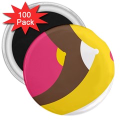 Breast Pink Brown Yellow White Rainbow 3  Magnets (100 Pack)