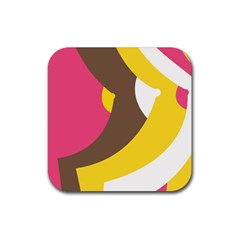 Breast Pink Brown Yellow White Rainbow Rubber Coaster (square) 