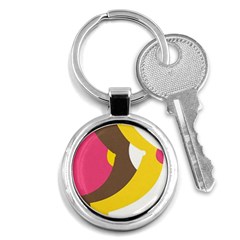 Breast Pink Brown Yellow White Rainbow Key Chains (round) 