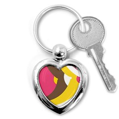 Breast Pink Brown Yellow White Rainbow Key Chains (heart) 