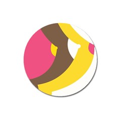 Breast Pink Brown Yellow White Rainbow Magnet 3  (round)