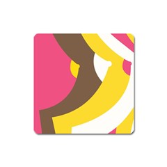 Breast Pink Brown Yellow White Rainbow Square Magnet