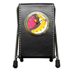 Breast Pink Brown Yellow White Rainbow Pen Holder Desk Clocks by Mariart