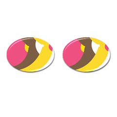 Breast Pink Brown Yellow White Rainbow Cufflinks (oval)