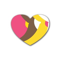 Breast Pink Brown Yellow White Rainbow Rubber Coaster (heart)  by Mariart