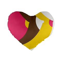 Breast Pink Brown Yellow White Rainbow Standard 16  Premium Flano Heart Shape Cushions by Mariart