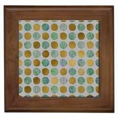 Green And Golden Dots Pattern                            Framed Tile by LalyLauraFLM