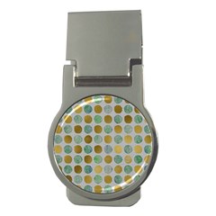 Green And Golden Dots Pattern                            Money Clip (round) by LalyLauraFLM