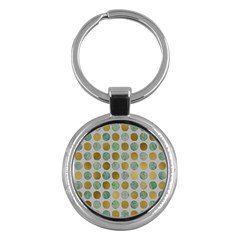 Green And Golden Dots Pattern                            Key Chain (round) by LalyLauraFLM