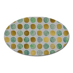 Green And Golden Dots Pattern                            Magnet (oval) by LalyLauraFLM