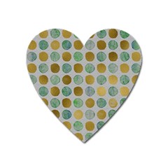 Green And Golden Dots Pattern                            Magnet (heart) by LalyLauraFLM