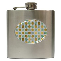 Green And Golden Dots Pattern                            Hip Flask (6 Oz) by LalyLauraFLM