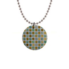 Green And Golden Dots Pattern                            1  Button Necklace by LalyLauraFLM