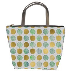 Green And Golden Dots Pattern                       Bucket Bag by LalyLauraFLM