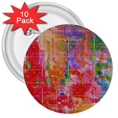 Colorful Watercolors Pattern                            3  Button (10 Pack) by LalyLauraFLM