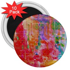 Colorful Watercolors Pattern                            3  Magnet (10 Pack) by LalyLauraFLM