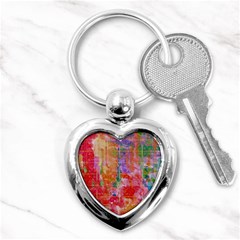 Colorful Watercolors Pattern                            Key Chain (heart) by LalyLauraFLM