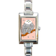 Animals Bird Owl Pink Polka Dots Rectangle Italian Charm Watch by Mariart