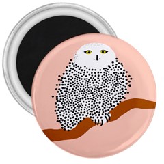 Animals Bird Owl Pink Polka Dots 3  Magnets