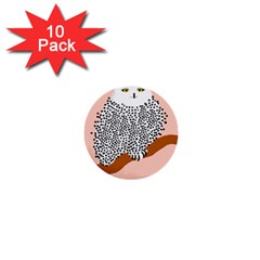 Animals Bird Owl Pink Polka Dots 1  Mini Buttons (10 Pack)  by Mariart