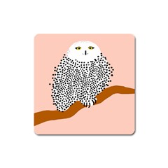 Animals Bird Owl Pink Polka Dots Square Magnet by Mariart