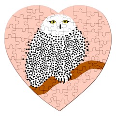 Animals Bird Owl Pink Polka Dots Jigsaw Puzzle (heart) by Mariart