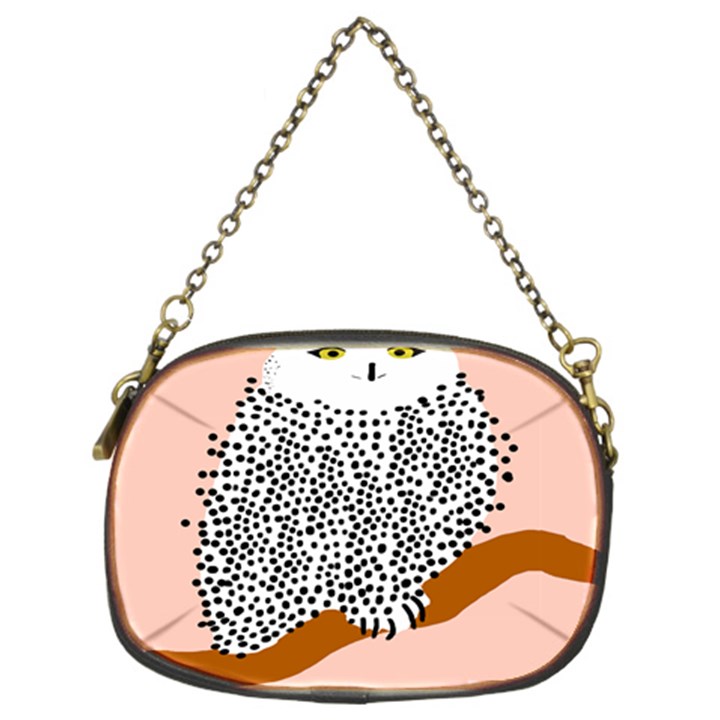 Animals Bird Owl Pink Polka Dots Chain Purses (Two Sides) 