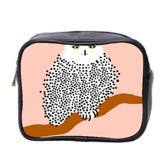 Animals Bird Owl Pink Polka Dots Mini Toiletries Bag 2-side by Mariart