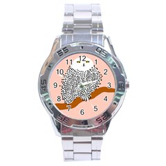 Animals Bird Owl Pink Polka Dots Stainless Steel Analogue Watch by Mariart