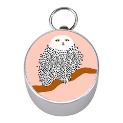 Animals Bird Owl Pink Polka Dots Mini Silver Compasses