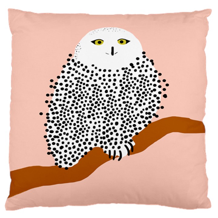 Animals Bird Owl Pink Polka Dots Large Flano Cushion Case (One Side)