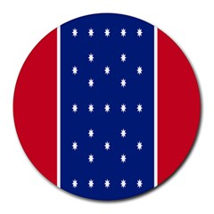 British American Flag Red Blue Star Round Mousepads by Mariart