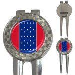 British American Flag Red Blue Star 3-in-1 Golf Divots Front