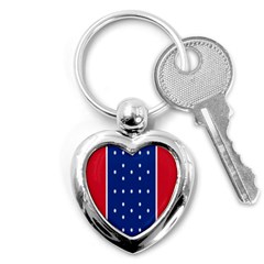 British American Flag Red Blue Star Key Chains (heart) 